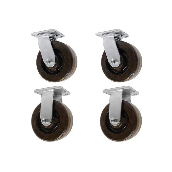 4"x2" High Temp. Phenolic Wheel, 2 Swivel And 2 Rigid, 2,400 Cap, PK4